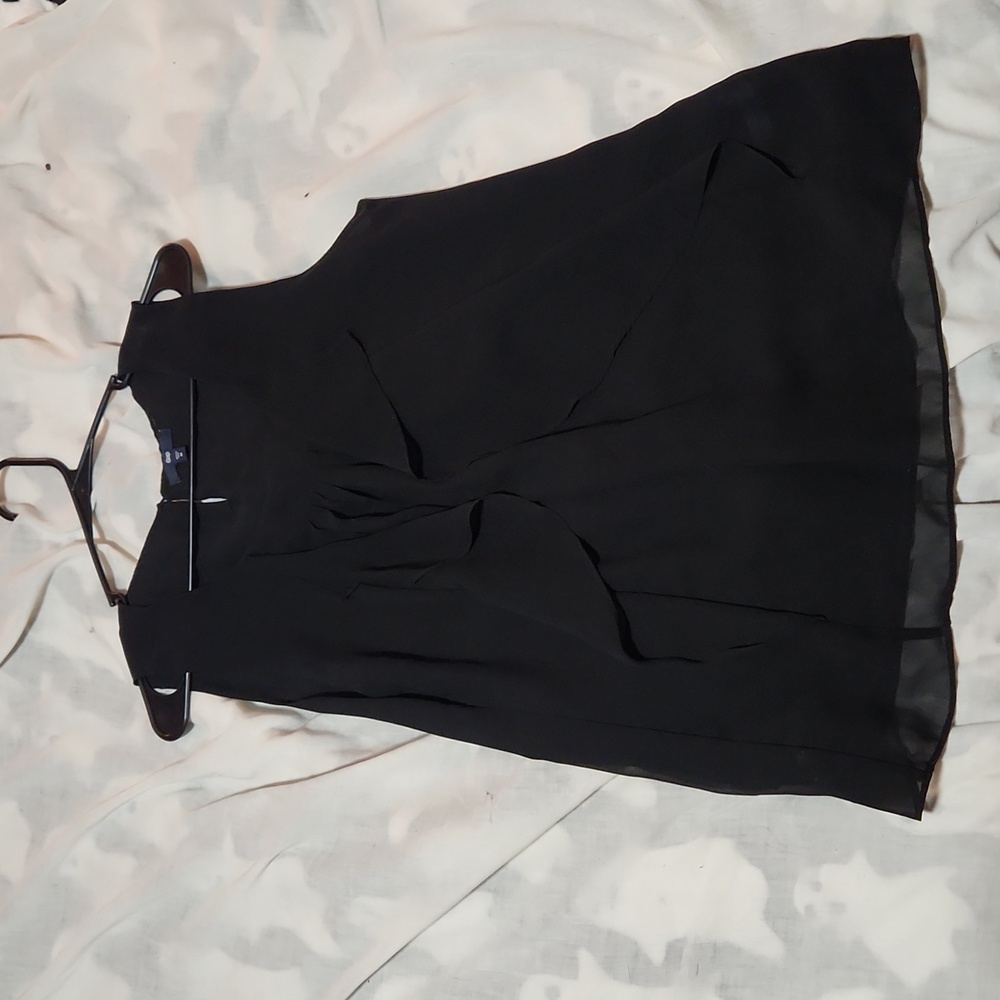 Black tank blouse with ruffle